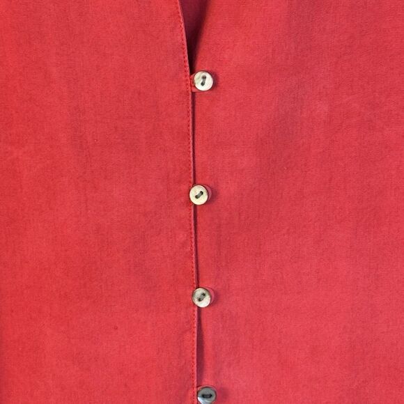 Vintage Y2K Express Silk 100% Button-Up Shirt – Red – Size Large - Picture 6 of 16